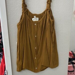 Storia Women's Mustard Button-Front Tank Top